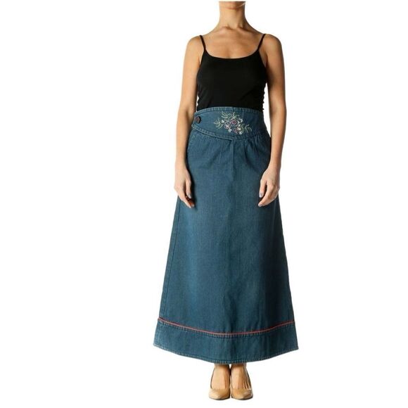 NWT Marc Jacobs Embroidered Jean Maxi Skirt - Picture 4 of 12